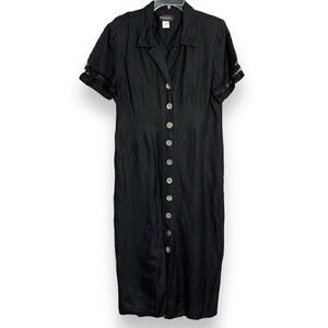 Montee Collection Button Front Maxi Dress Women's 12 Blue VTG Casual Academia